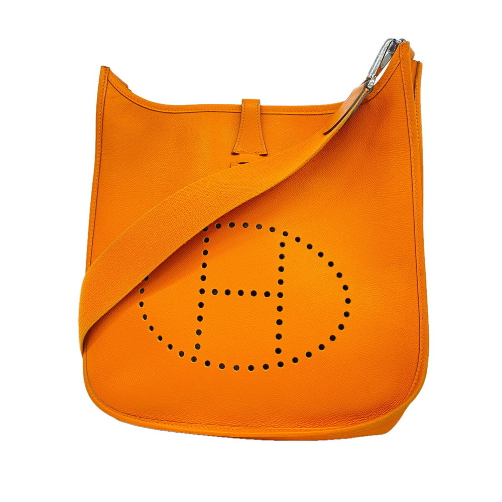 Hermes Evelyne 2PM Shoulder Bag, Veau Epsom Leather, Orange, □I Stamp, Women's